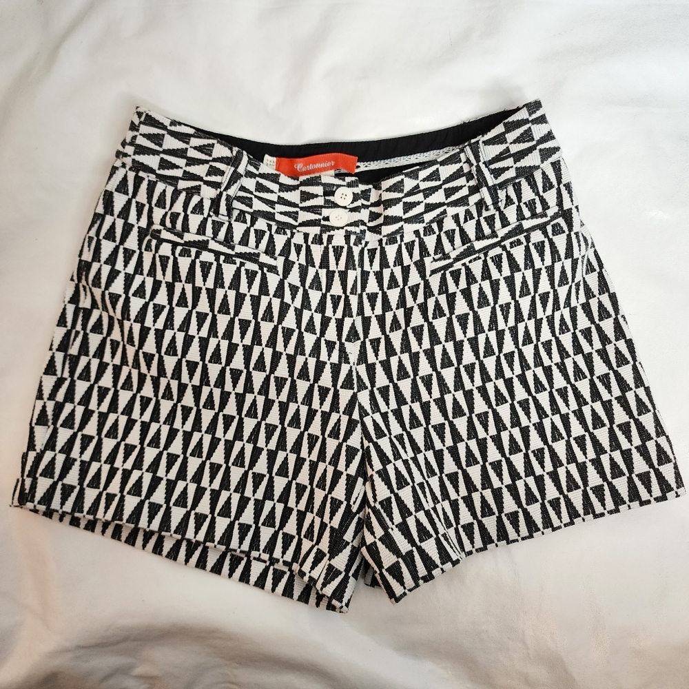 Anthropologie Shorts Cartonnier Black and White Geometric Print Women's Size 2